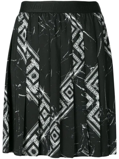 Versace Collection Crystal Print Pleated Mini Skirt - Black