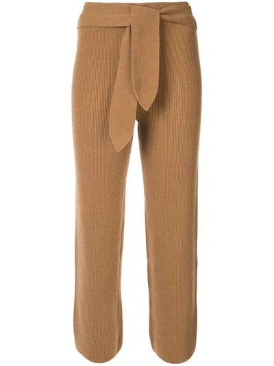 Nanushka Belted Ribbed Knit Trousers - Brown