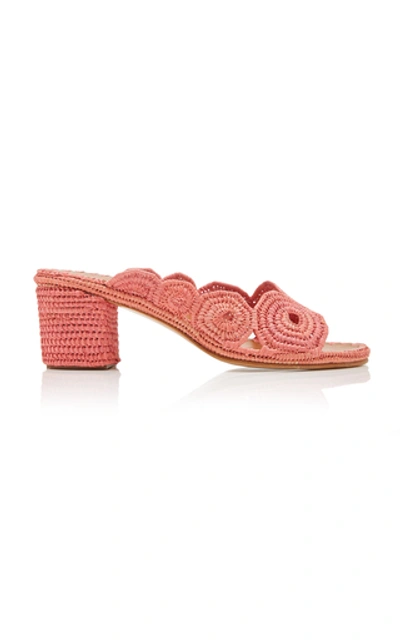 Carrie Forbes Ayoub Raffia Mules In Pink