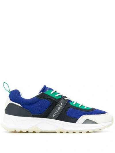 Tommy Hilfiger Contrast Texture Sneakers In Blue