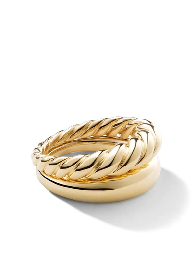 David Yurman 18kt Yellow Gold Pure Form Stack Rings In 88