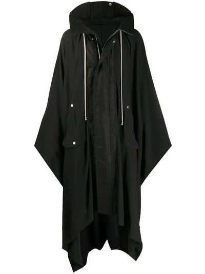 Rick Owens Oversized Rain Poncho In Black