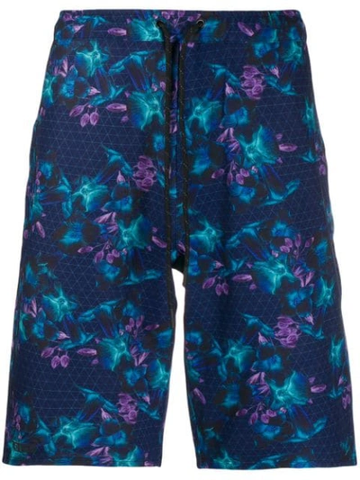 Dyne Floral Printed Sport Shorts In Blue