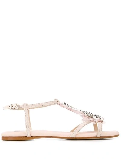 Anna Baiguera Crystal Embellished Sandals In Pink