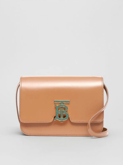 Burberry Small Leather Tb Bag In Flaxseed