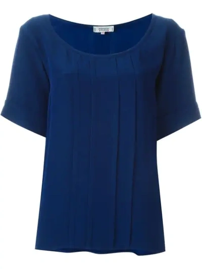 Pre-owned Saint Laurent Pleated Boxy Top In Blue