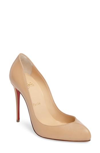 Christian Louboutin Breche Leather 100mm Red Pump, Beige In Nude Leather |