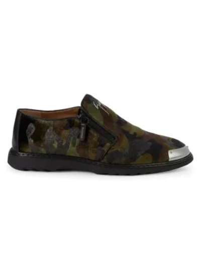 Giuseppe Zanotti Camouflage Slip-on Shoes In Olive