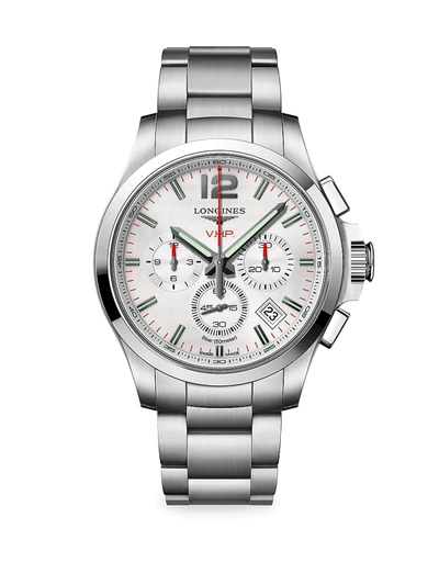 Longines Conquest 42mm Stainless Steel White Chronograph Watch