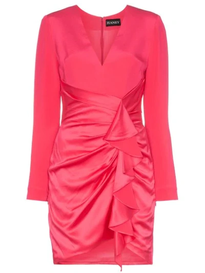 Haney Draped Ruffle Silk Mini Dress In Pink