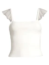 Alice And Olivia Marg Ruffle-strap Crop Top In Off White