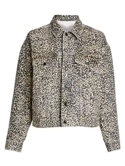Alexander Wang T Cheetah-print Denim Jacket In Cheetah Micro Print