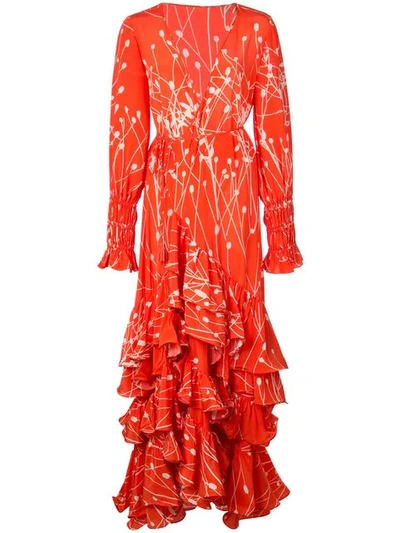 Alexis Rodina Ruffle Maxi Dress In Coral Petals