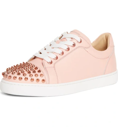 Christian Louboutin Vieira Spiked Low Top Sneaker In Jupon Pink