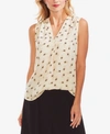 Vince Camuto Printed V-neck Top In Natural Sand