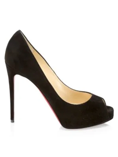 Christian Louboutin New Very Privé Peep-toe Suede Pumps In Black