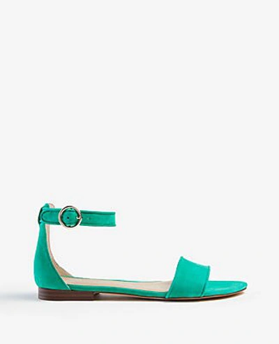Ann Taylor Aislyn Suede Flat Sandals In Green