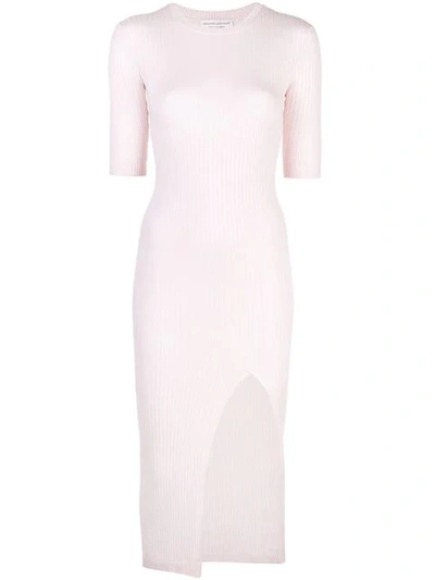 Alexandra Golovanoff Ribbed Knit Dress In Pink