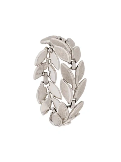 Pre-owned Susan Caplan Vintage 1960s Trifari Laurel Bracelet In Silver