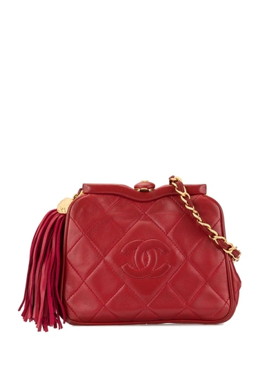 Pre-owned Chanel 1990 Cc Logo Belt Bag In Red
