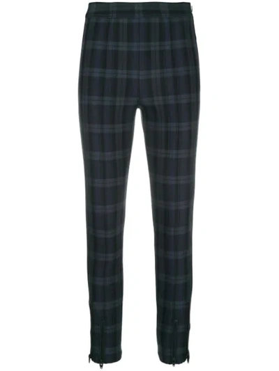 Alexander Wang T Fitted Stretch Plaid Leggings With Zippers In Maroon Plaid