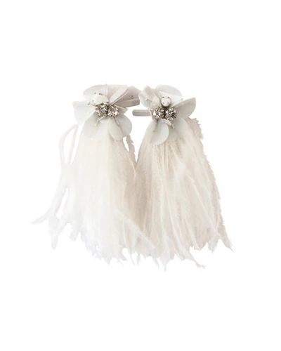 Mignonne Gavigan Haley Flower & Feather Earrings In White