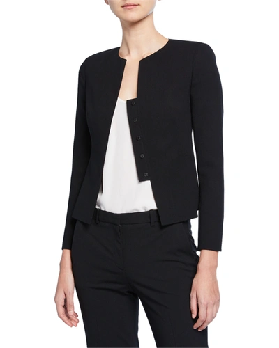 Akris Tabbed Button-front Short Wool Jacket In Black