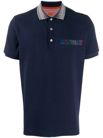 Missoni Printed Logo Polo Shirt In Blue