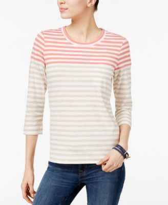 Tommy Hilfiger Striped Top, Only At Macy's In Flamingo | ModeSens