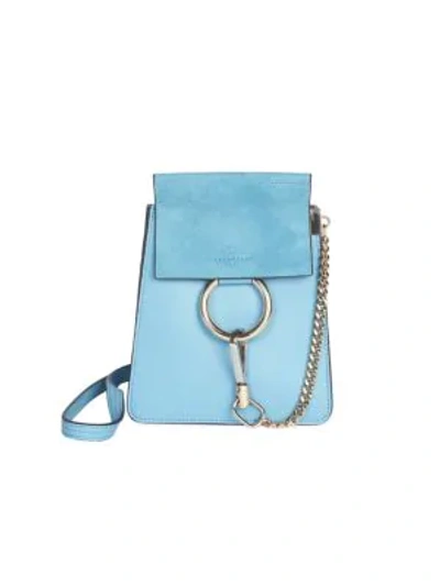 Chloé Mini Faye Leather Bracelet Bag In Tomboy Blue