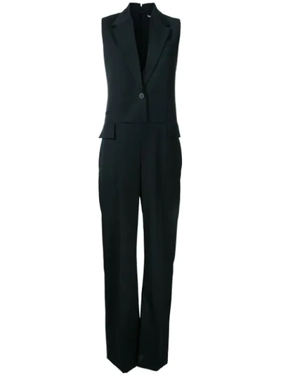 Stella Mccartney Frayed Sleeveless Blazer Jumpsuit In Black