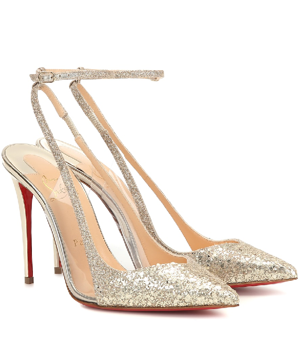 louboutin gold glitter heels