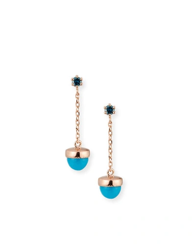 Stevie Wren Misfit 14k Rose Gold Blue Diamond & Turquoise Dangle Earrings