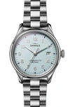 Shinola The Vinton Bracelet Watch, 38mm In Silver/ Pale Blue/ Silver