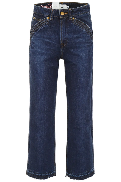 Self-portrait Lee Cropped Jeans In Blue