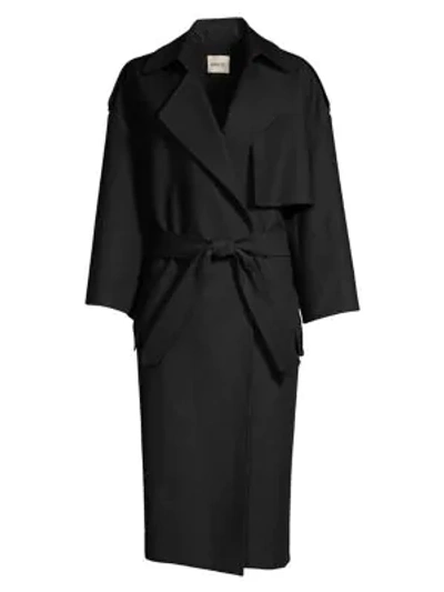 Khaite Mattias Cotton Trench Coat In Black