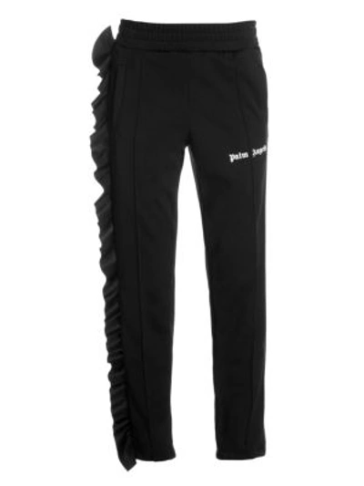 Palm Angels Ruffle Track Pants In Black White