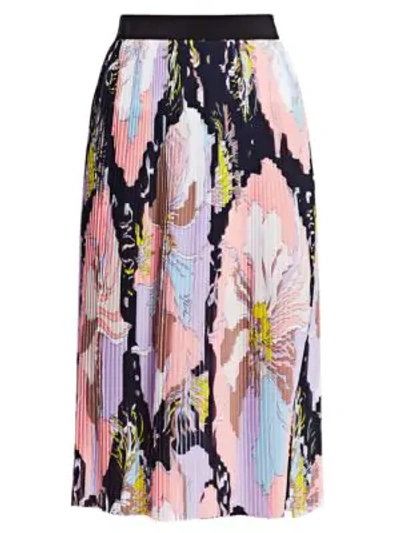 Emilio Pucci Mirabilus Pleated Maxi Skirt In Navy Pink