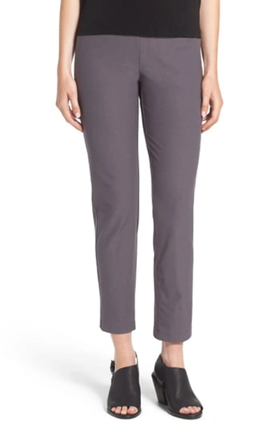 Eileen Fisher Stretch Crepe Slim Ankle Pants In Ash