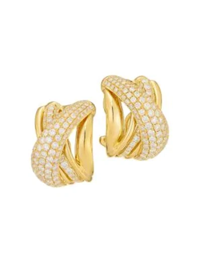 Alberto Milani Via Brera 18k Yellow Gold & Pavé Diamond Crisscross Earrings