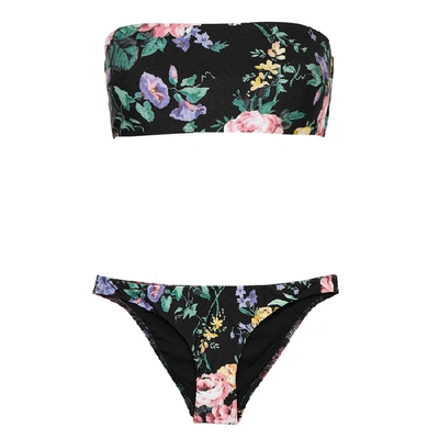 Zimmermann Allia Floral-print Bandeau Bikini