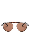 Ferragamo Men's Brow Bar Round Sunglasses, 52mm In Dark Ruthenium/brown