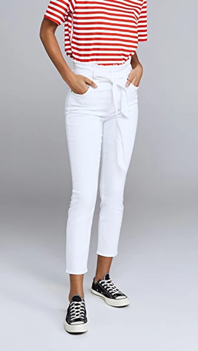 7 For All Mankind Roxanne High-rise Paperbag Ankle Skinny Jeans In White