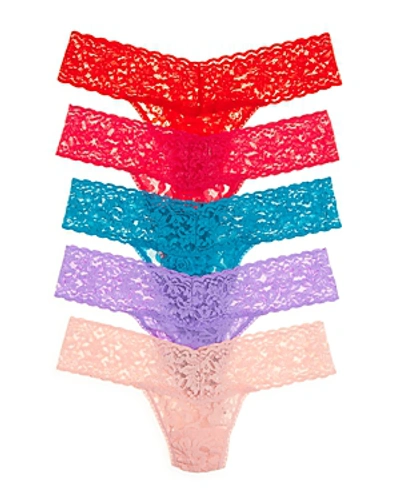 Hanky Panky Signature Low-rise Thongs, Set Of 5 In Sicilian Granitas