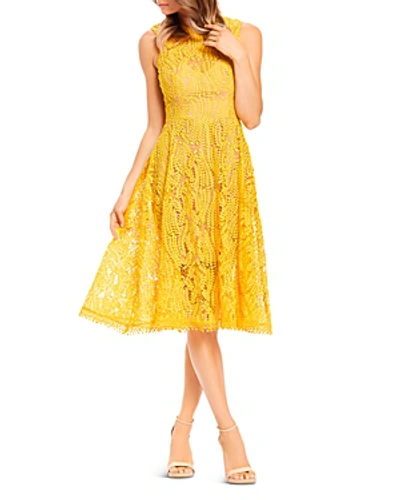 Dress The Population Shane Lace Dress In Canary/nude