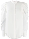 Alexander Mcqueen Gathered-sleeve Silk Shirt In Soft White