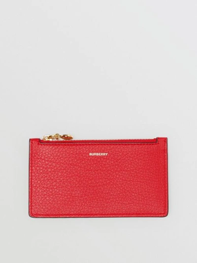 Burberry Leather Zip Card Case In Bright Military Red