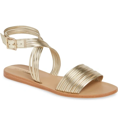 Kaanas Copacabana Strappy Ankle Wrap Sandal In Gold