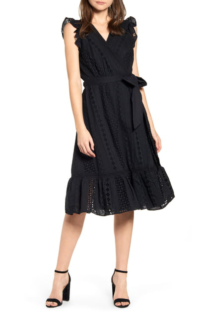 j crew black wrap dress