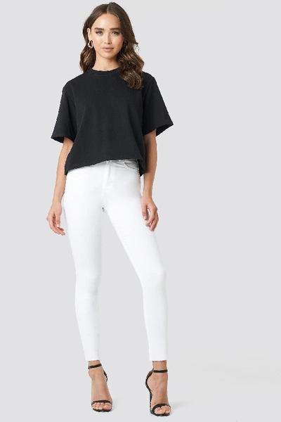Na-kd Skinny High Waist Raw Hem Jeans - White | ModeSens